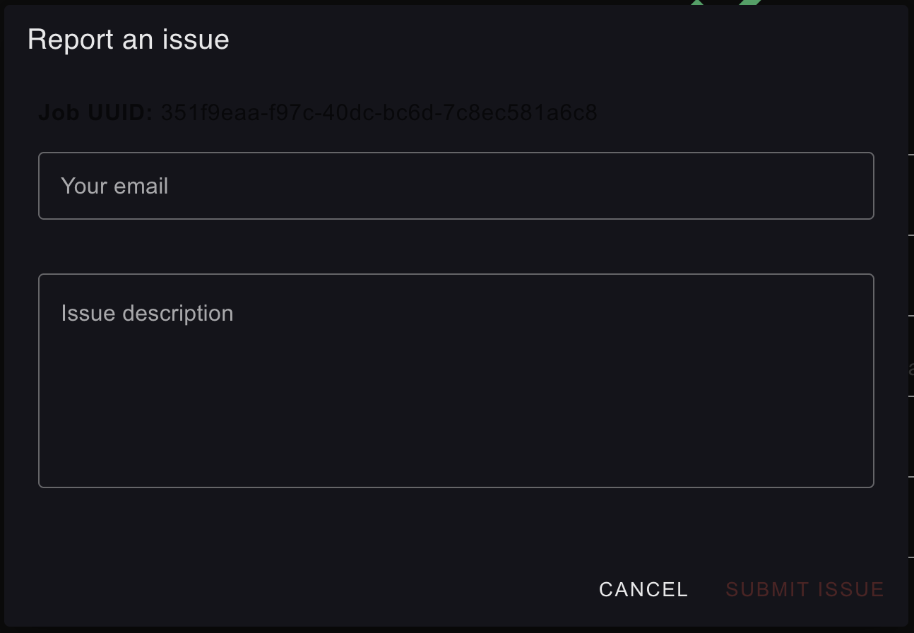 QAptain report issue button in job details